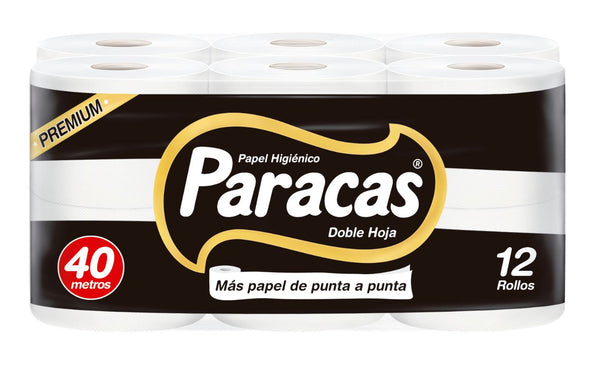 Papel higiénico blanco doble hoja  40 mt x 12 rollos Black Paracas