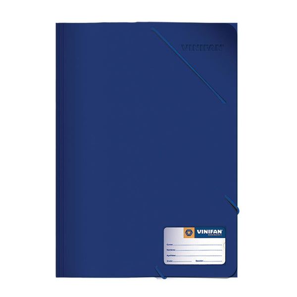 Folder con liga oficio plástico color azul Vinifan