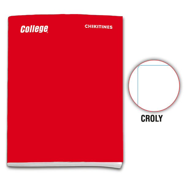 Cuaderno engrapado decroly A4x80 hojas rojo Chikitines College