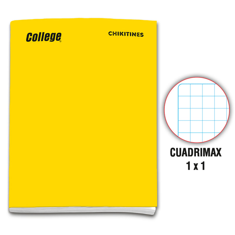 Cuaderno engrapado cuadrimax 1x1  A4x 80 hojas amarillo Chikitines College