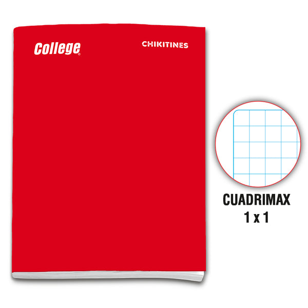 Cuaderno engrapado cuadrimax 1x1  A4x80 hojas rojo Chikitines College