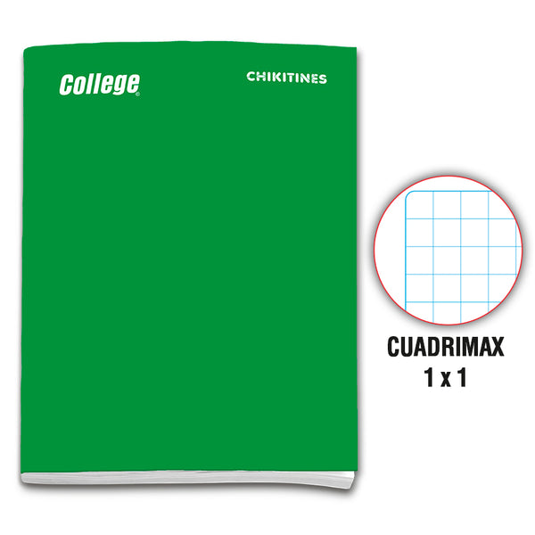 Cuaderno engrapado cuadrimax 1x1  A4x80 hojas verde Chikitines College