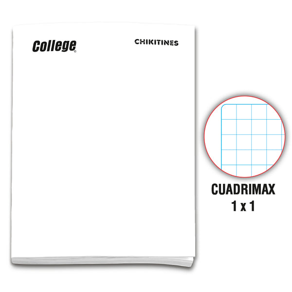 Cuaderno engrapado cuadrimax 1x1 A4x80 hojas blanco Chikitines College