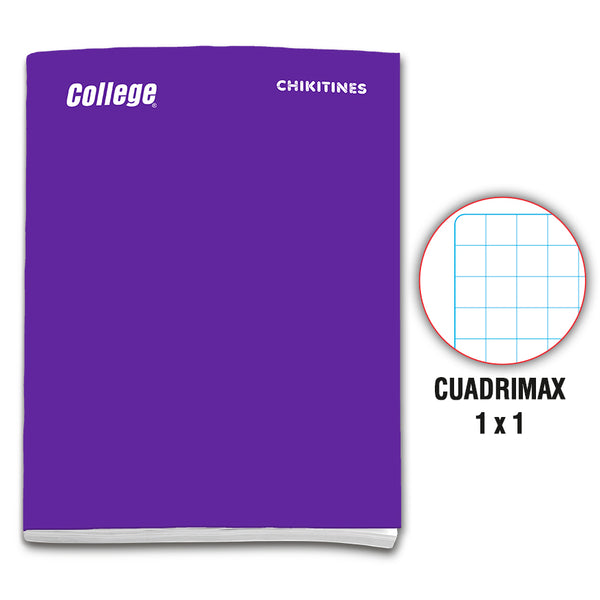 Cuaderno engrapado cuadrimax 1x1  A4x80 hojas morado Chikitines College