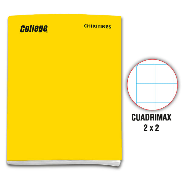 Cuaderno engrapado cuadrimax 2x2 A4x80 hojas amarillo Chikitines College