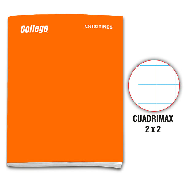 Cuaderno engrapado cuadrimax 2x2 A4x80 hojas naranja Chikitines College