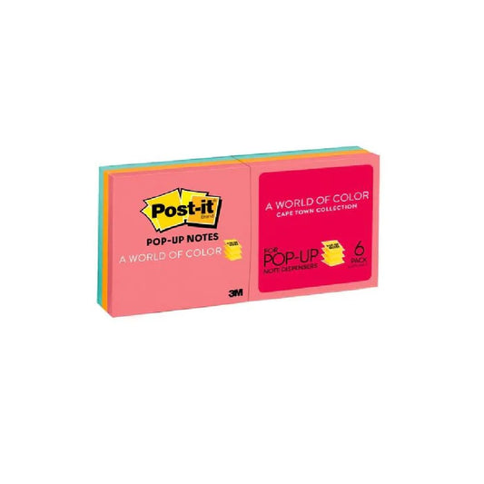 Post-it notas adhesivas 654 pop-up colección cape town neón 7.6 cm x 7.6 cm