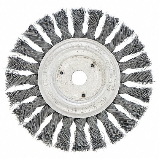 Cepillo de rueda de alambre 4 pulg. diámetro 0.014 pulg. 7/8 pulg Weiler