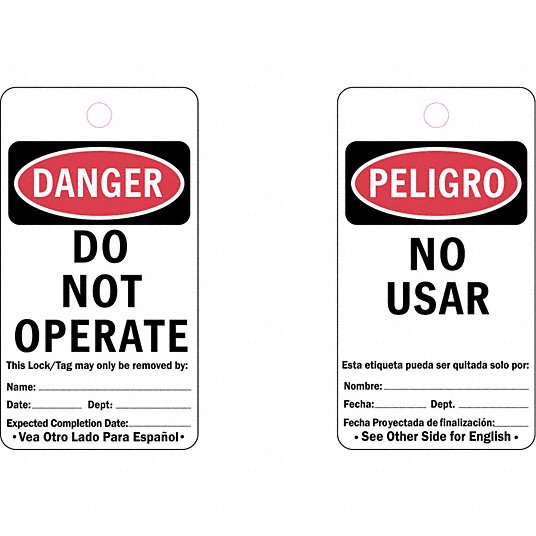 Etiqueta d/peligro bilingüe no usar pq25 grainger approved
