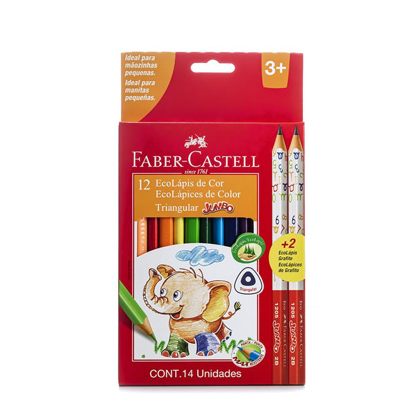 Colores triangulares jumbo 125012 + 2 lápices  x 12 unidades  Faber Castell