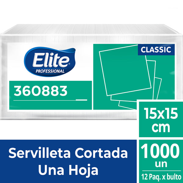 Servilleta cortada blanca x1000 und 15x15cm Elite