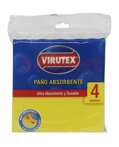 Paño absorbente amarillo  x 4 unidades  Virutex