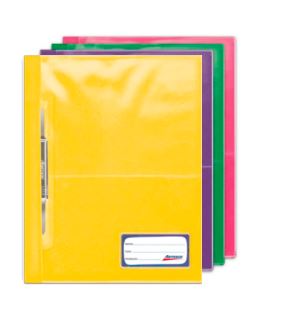 Folder tapa transparente oficio con fastener  colores surtido Artesco