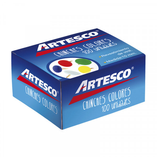 Chinches colores surtidos caja x 100 unidades Artesco