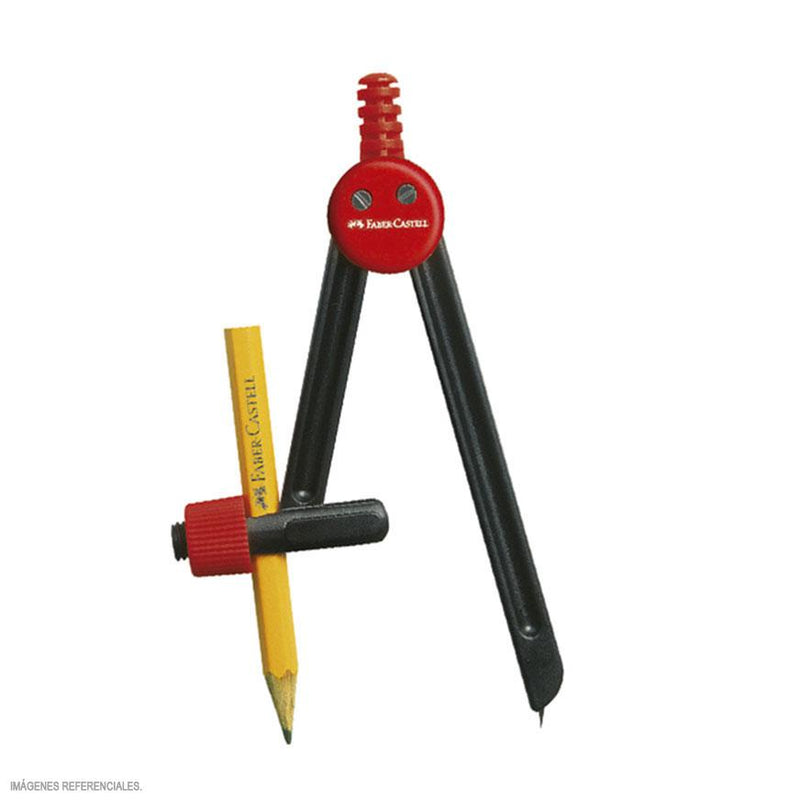 Compas escolar plástico + lápiz Faber Castell - Ofimarket