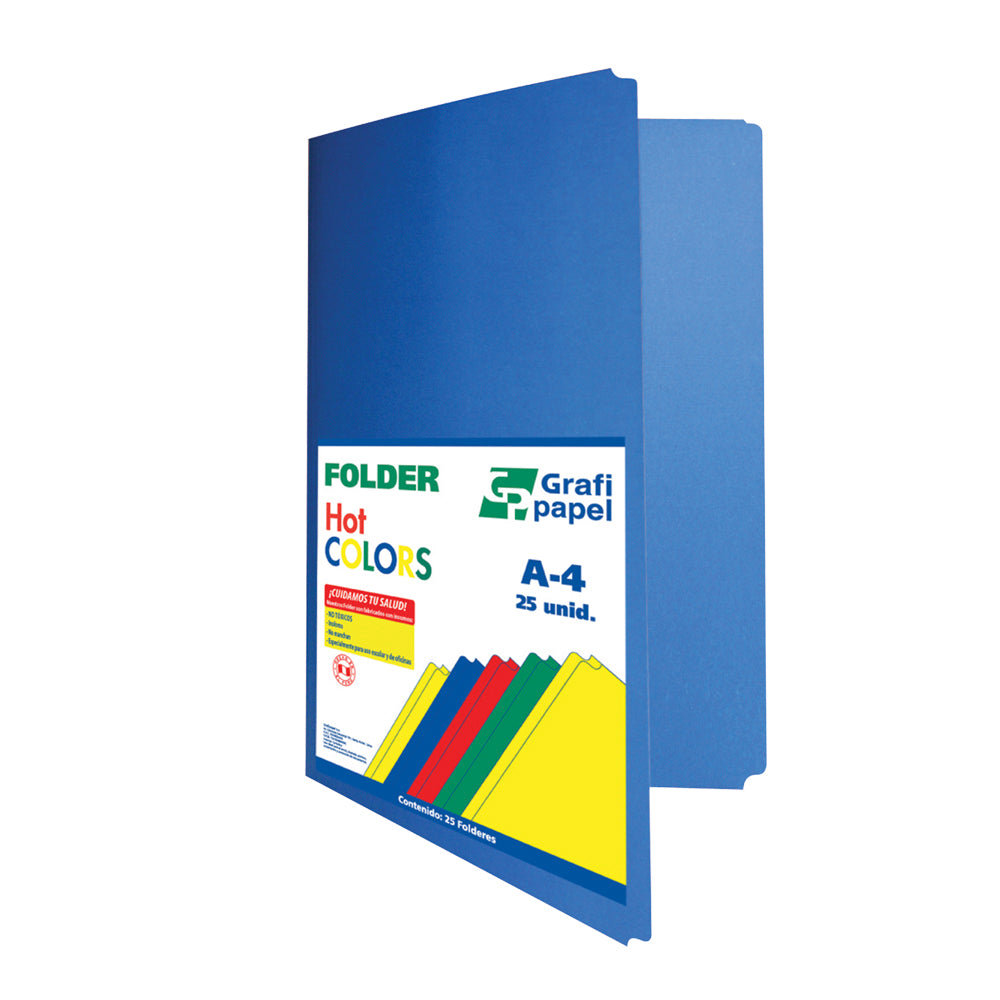 Folder manila A4 color azul x 25 unidades Grafipapel