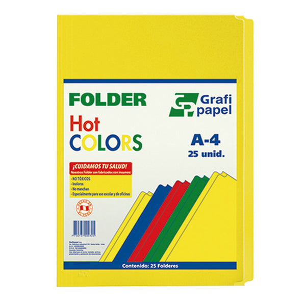 Folder manila A4 color amarillo x 25 unidades Grafipapel