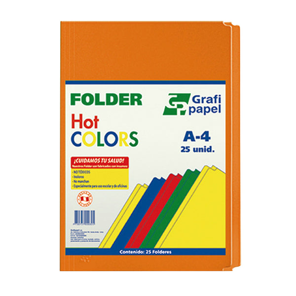 Folder manila A4 color naranja x 25 unidades Grafipapel