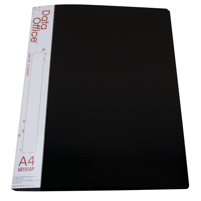Folder A4 con sujetador lever clip negro Data office