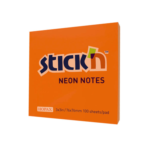 Notas adhesiva 3x3 100 hojas naranja neón stick in