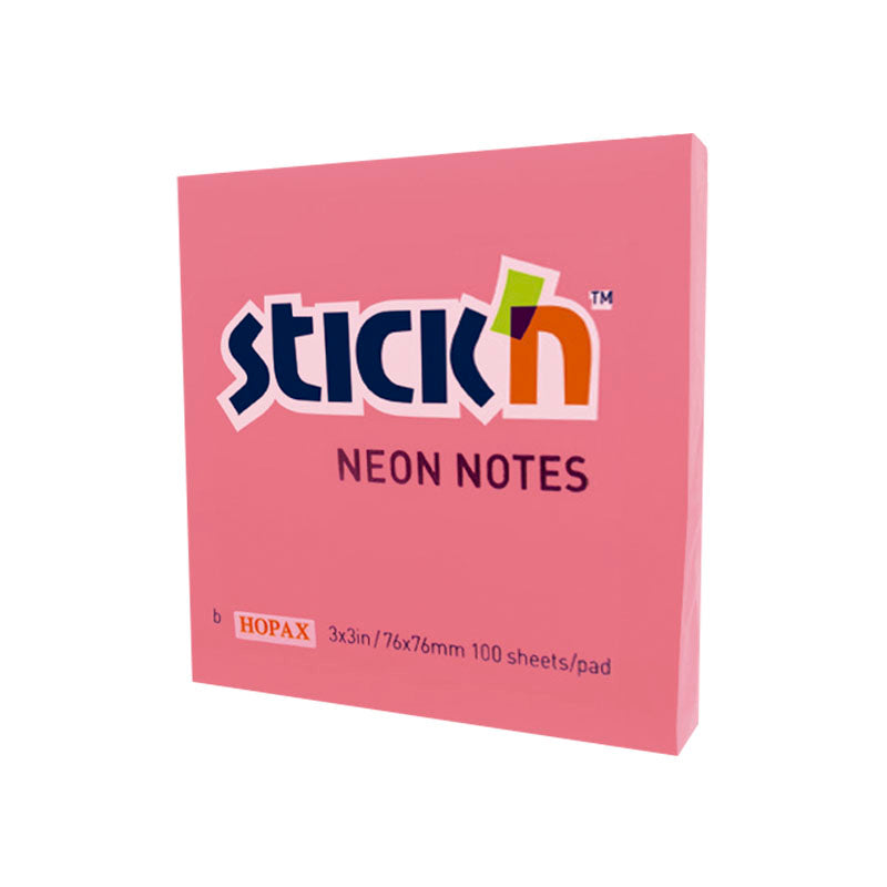 Notas adhesiva 3x3 100 hojas rosado neón stick in