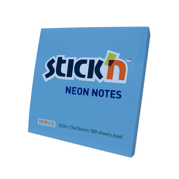 Notas adhesiva 3x3 100 hojas azul neón stick in