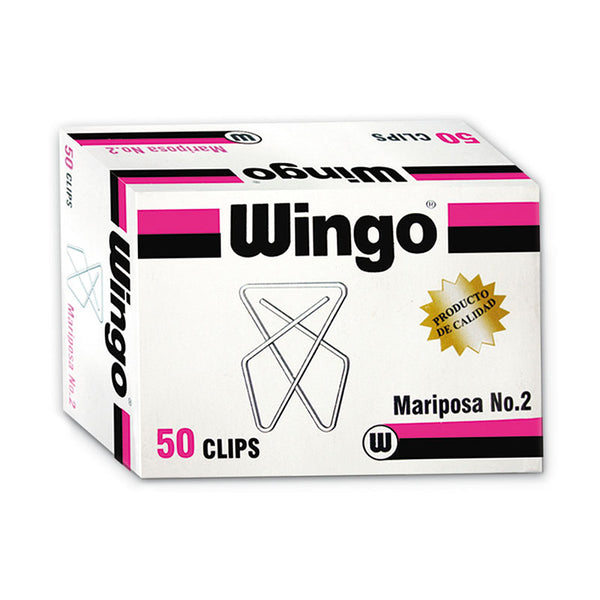 Clips mariposa chico caja x 50 unidades #2 45mm Wingo