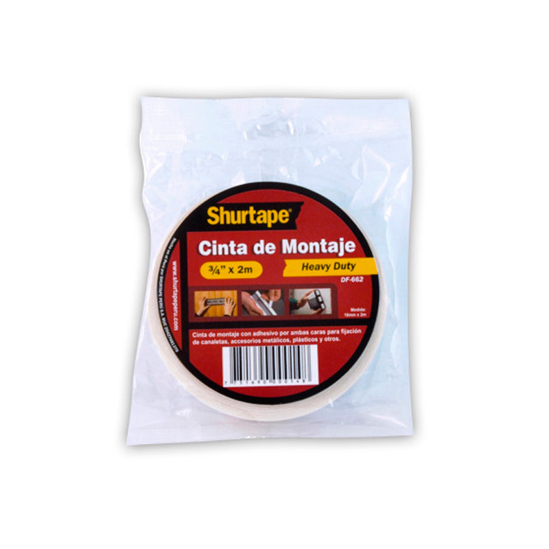 Cinta de montaje blanco 3/4x2 mts shurtape