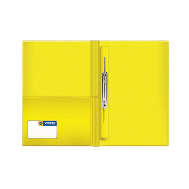 Folder tapa transparente oficio con fastener color amarillo Vinifan