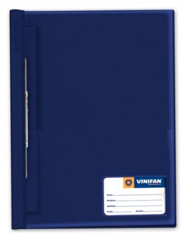 Folder tapa transparente oficio con fastener color azul marino Vinifan