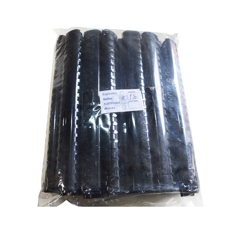 Anillos plásticos redondo negro 1/2 80 hojas x 100 unidades