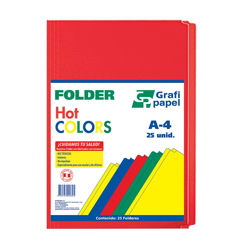 Folder Manila A4 rojo x 25 unidades Grafipapel