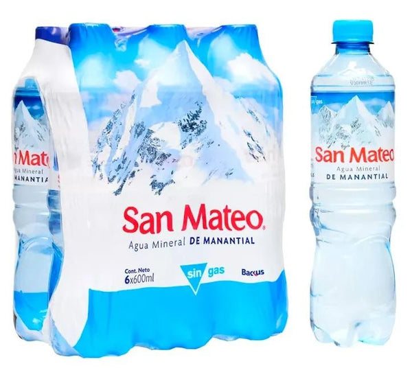 Agua mineral sin gas 600ml paquete x 15und San Mateo