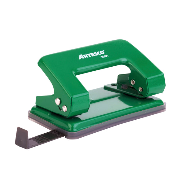 Perforador escolar m-01 11 hojas  color verde Artesco