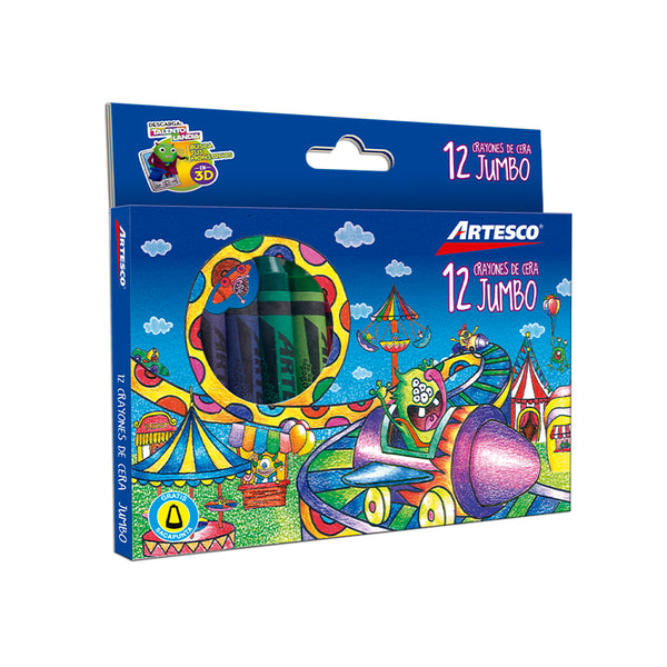Crayones jumbo x 12 unidades con tajador Artesco