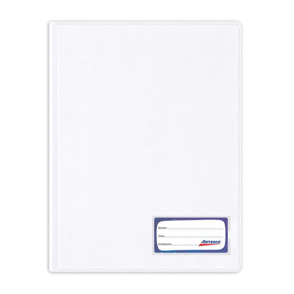 Folder doble tapa A4 con gusano color blanco Artesco