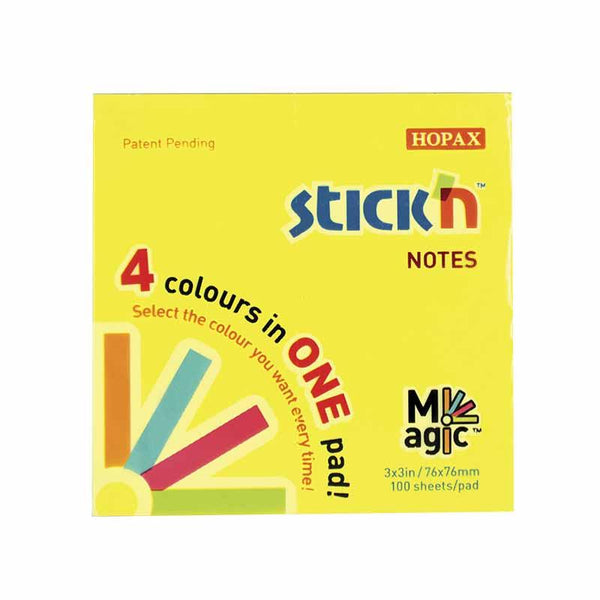 Notas adhesiva 3x3 100 hojas 4 colores neón magic stick in