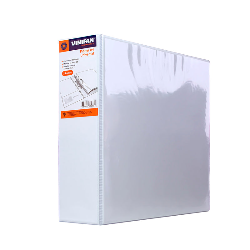 Pioner A4 universal 2 anillos 65mm blanco vinifan