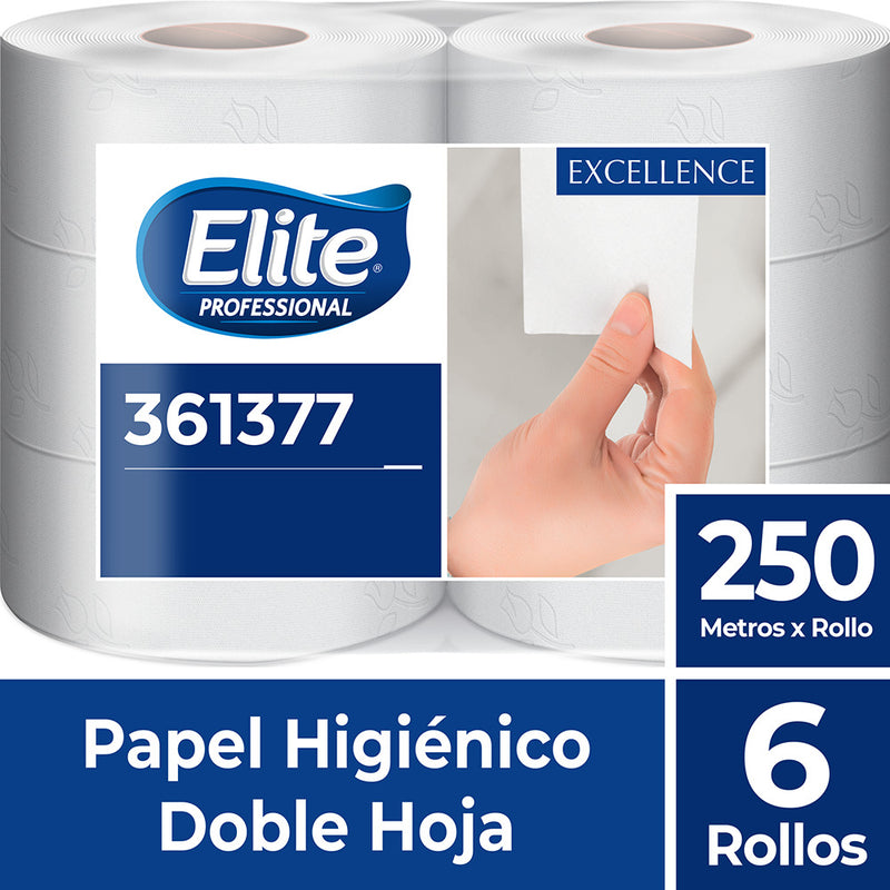 Papel higiénico jumbo blanco doble hoja 250 mt x 6 rollos Elite