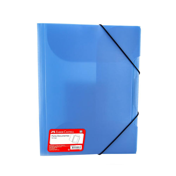 Folder plástico con liga A4 color azul Faber Castell