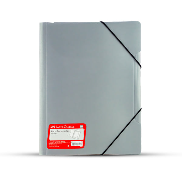 Folder plástico con liga A4 color plateado Faber-Castell