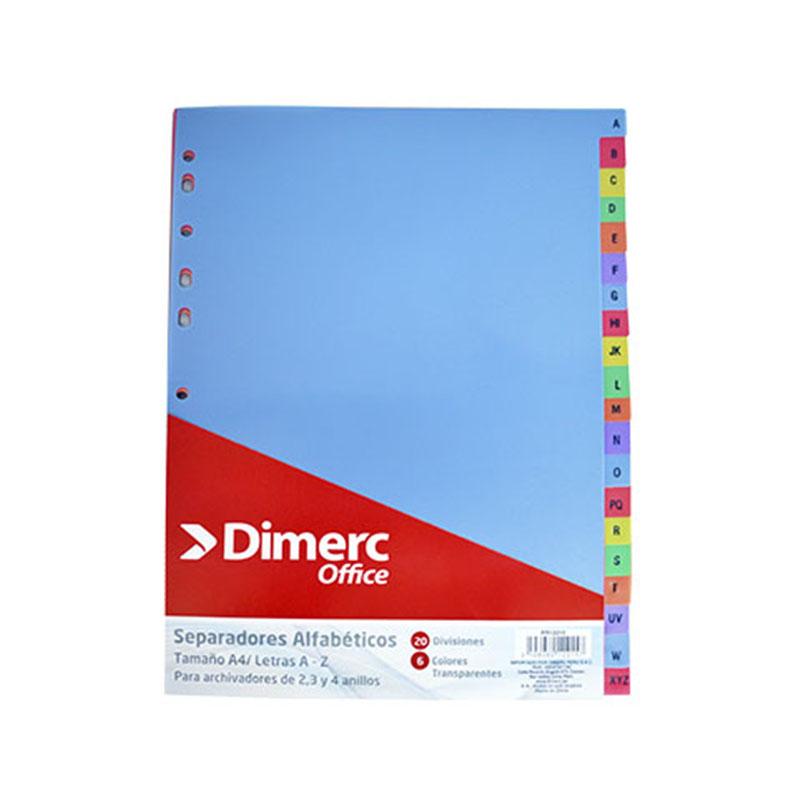 Separador A4 alfabético (A-Z) colores Dimerc