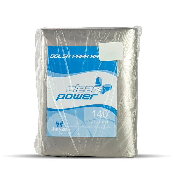 Bolsa para basura transparente 140 litros c/f 34x42 1.4 mic x 10 unidades Clean Power