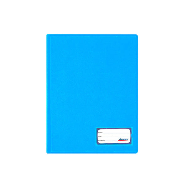Folder doble tapa A4 con gusano color  celeste Vinifan