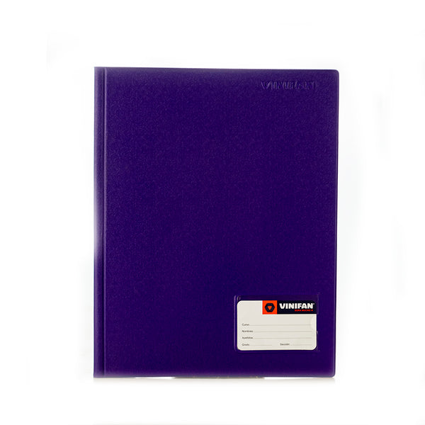 Folder doble tapa A4 con gusano color morado Vinifan