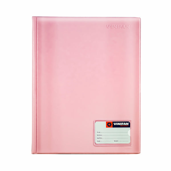 Folder doble tapa A4 con gusano color rosa pastel Vinifan