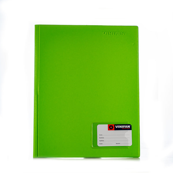Folder doble tapa A4 con gusano verde limón Vinifan