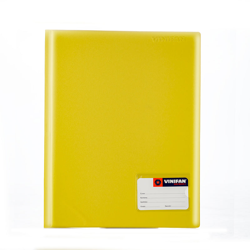 Folder doble tapa A4 con gusano color amarillo Vinifan