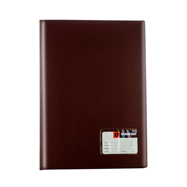 Folder doble tapa oficio con gusano color marrón Vinifan
