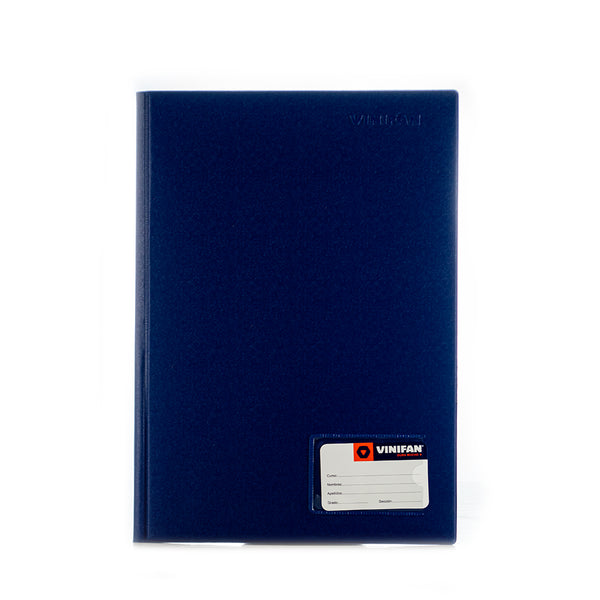 Folder doble tapa oficio con gusano  color azul marino Vinifan